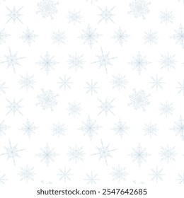 Hand Drawn Seamless Pattern With Snowflakes 