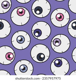 Hand drawn seamless pattern with spooky eyeballs, Halloween wallpaper