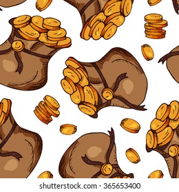 Hand drawn seamless pattern with St. Patrick's day elements. Vector sketch illustration