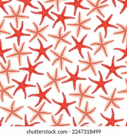 Hand drawn seamless pattern with starfishes