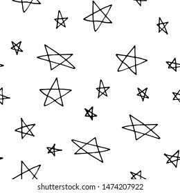 Hand drawn seamless pattern with stars