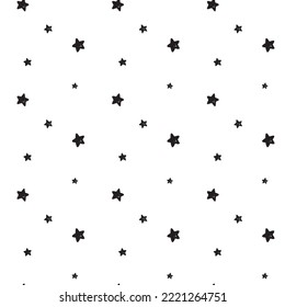 Hand drawn seamless pattern with stars in doodle style. Wrapping paper with stars. Vector fabric texture illustration.
