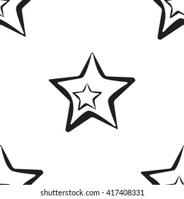 Hand Drawn Seamless Pattern With Stars. Black And White Endless Background