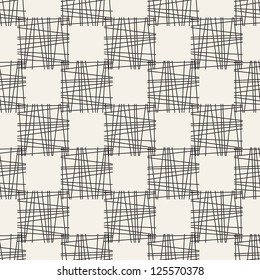 Hand drawn seamless pattern. Stylized vector chessboard