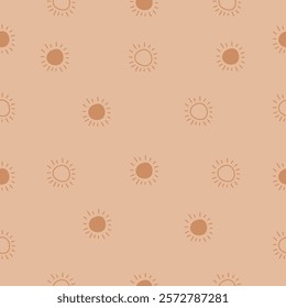 Hand drawn seamless pattern of sun
