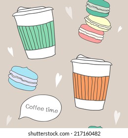 Hand drawn seamless pattern of tasty food.