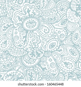 Hand drawn seamless pattern in tender pastel tones. fantasy endless background