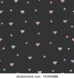  Hand Drawn Seamless Pattern with Tiny Hearts on dark.Great for wedding cards, postcards, t-shirts, bridal invitations, brochures, posters, gift wrapping, wall art, wallpapers, etc.Vector Illustration