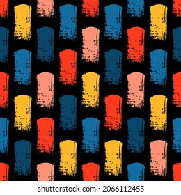 Hand drawn seamless pattern. Trendy abstract colorful illustration. Rough brush lines vector background.