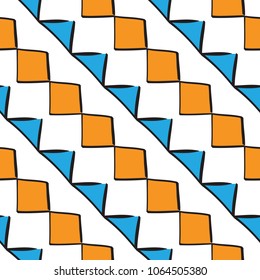 Hand drawn seamless pattern of triangles and diamonds