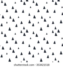 Hand drawn seamless pattern with triangles on white background. For wrapping, surface design, wallpaper, greeting cards