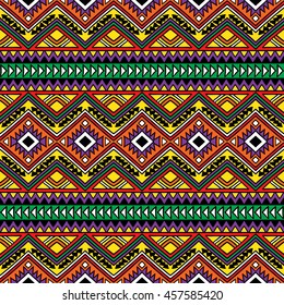 Dibujado a mano sin patrón con motivos aztecas tribales.