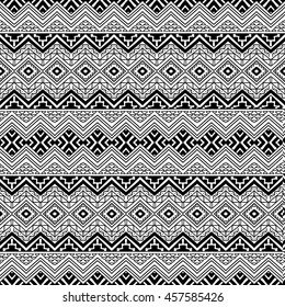 Hand drawn seamless pattern with tribal aztec motives.