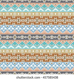 Hand drawn seamless pattern with tribal aztec motives.