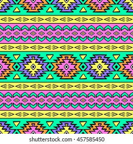 Hand drawn seamless pattern with tribal aztec motives.