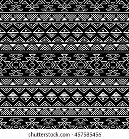 Hand drawn seamless pattern with tribal aztec motives.