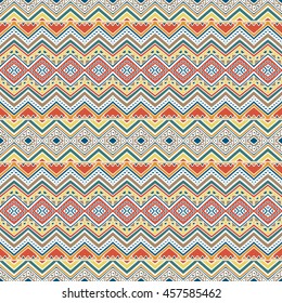 Hand drawn seamless pattern with tribal aztec motives.