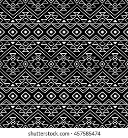 Hand drawn seamless pattern with tribal aztec motives.