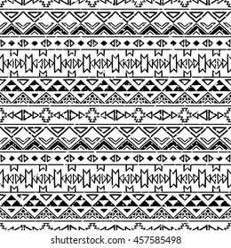 Hand drawn seamless pattern with tribal aztec motives.