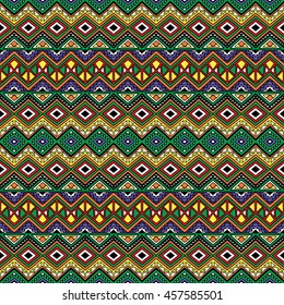Hand drawn seamless pattern with tribal aztec motives.