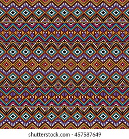 Hand drawn seamless pattern with tribal aztec motives.