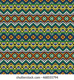 Hand drawn seamless pattern with tribal aztec motives.