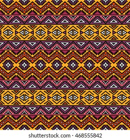 Hand drawn seamless pattern with tribal aztec motives.