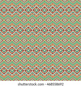 Hand drawn seamless pattern with tribal aztec motives.