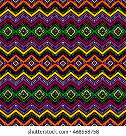 Hand drawn seamless pattern with tribal aztec motives.