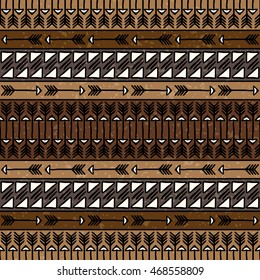 Hand drawn seamless pattern with tribal aztec motives.