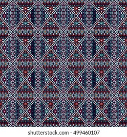 Hand drawn seamless pattern with tribal aztec motives.