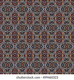 Hand drawn seamless pattern with tribal aztec motives.