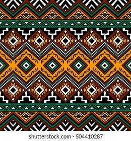 Hand drawn seamless pattern with tribal aztec motives.