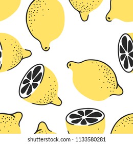 Hand drawn seamless pattern with tropical citrus vector image
