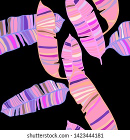 Hand drawn seamless pattern with tropical leaves: palms, monstera, passion fruit. Beautiful allover print with hand drawn exotic plants. Swimwear botanical design. Vector for any purposes