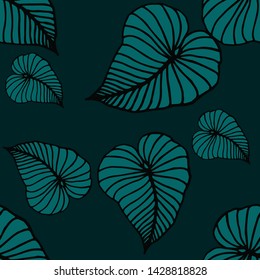 Hand drawn seamless pattern with tropical leaves: palms, monstera, passion fruit. Beautiful allover print with hand drawn exotic plants. Swimwear botanical design. Vector for any purposes
