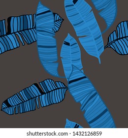 Hand drawn seamless pattern with tropical leaves: palms, monstera, passion fruit. Beautiful allover print with hand drawn exotic plants. Swimwear botanical design. Vector for any purposes