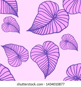 Hand drawn seamless pattern with tropical leaves: palms, monstera, passion fruit. Beautiful allover print with hand drawn exotic plants. Swimwear botanical design. Vector for any purposes