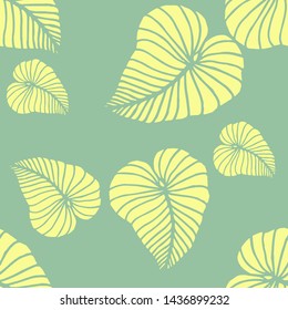 Hand drawn seamless pattern with tropical leaves: palms, monstera, passion fruit. Beautiful allover print with hand drawn exotic plants. Swimwear botanical design. Vector for any purposes