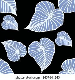 Hand drawn seamless pattern with tropical leaves: palms, monstera, passion fruit. Beautiful allover print with hand drawn exotic plants. Swimwear botanical design. Vector for any purposes