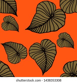 Hand drawn seamless pattern with tropical leaves: palms, monstera, passion fruit. Beautiful allover print with hand drawn exotic plants. Swimwear botanical design. Vector for any purposes