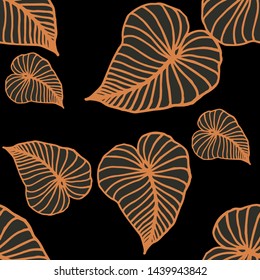 Hand drawn seamless pattern with tropical leaves: palms, monstera, passion fruit. Beautiful allover print with hand drawn exotic plants. Swimwear botanical design. Vector for any purposes