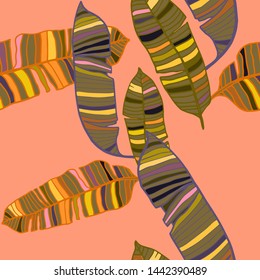 Hand drawn seamless pattern with tropical leaves: palms, monstera, passion fruit. Beautiful allover print with hand drawn exotic plants. Swimwear botanical design. Vector for any purposes