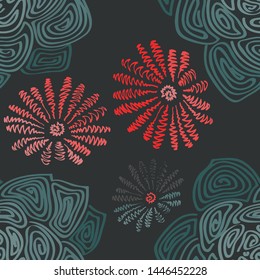 Hand drawn seamless pattern with tropical leaves: palms, monstera, passion fruit. Beautiful allover print with hand drawn exotic plants. Swimwear botanical design. Vector for any purposes
