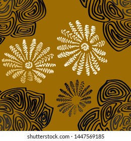Hand drawn seamless pattern with tropical leaves: palms, monstera, passion fruit. Beautiful allover print with hand drawn exotic plants. Swimwear botanical design. Vector for any purposes