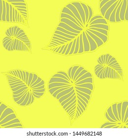 Hand drawn seamless pattern with tropical leaves: palms, monstera, passion fruit. Beautiful allover print with hand drawn exotic plants. Swimwear botanical design. Vector for any purposes