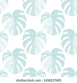 Hand drawn seamless pattern with tropical leaves: palms, monstera, passion fruit. Beautiful allover print with hand drawn exotic plants. Swimwear botanical design. Vector for any purposes