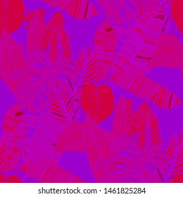 Hand drawn seamless pattern with tropical leaves: palms, monstera, passion fruit. Beautiful allover print with hand drawn exotic plants. Swimwear botanical design. Vector for any purposes