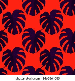 Hand drawn seamless pattern with tropical leaves: palms, monstera, passion fruit. Beautiful allover print with hand drawn exotic plants. Swimwear botanical design. Vector for any purposes