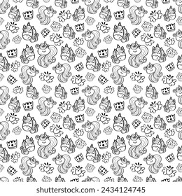 Hand Drawn Seamless Pattern Unicorn